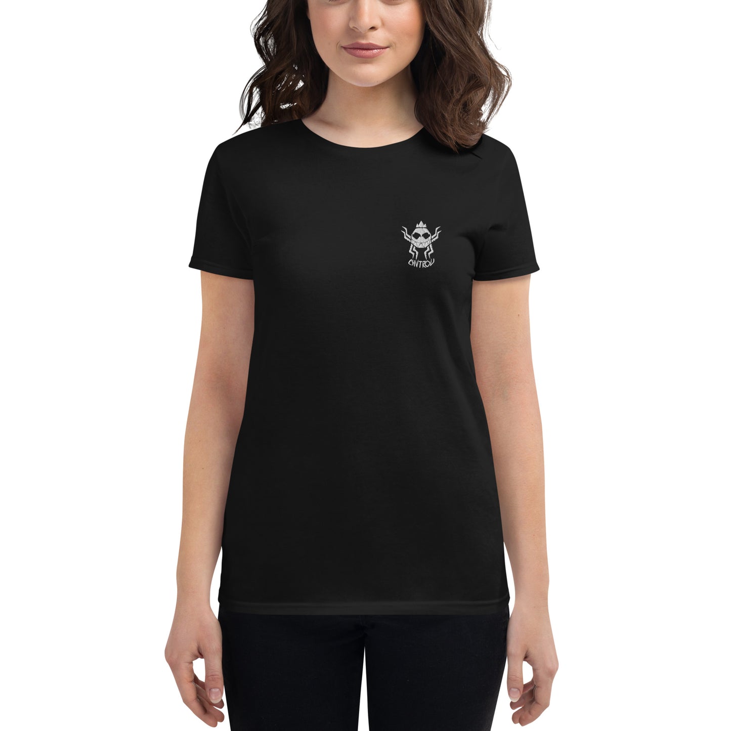 T-shirt à Manches Courtes pour Femmes CHVTROU (logo blanc)